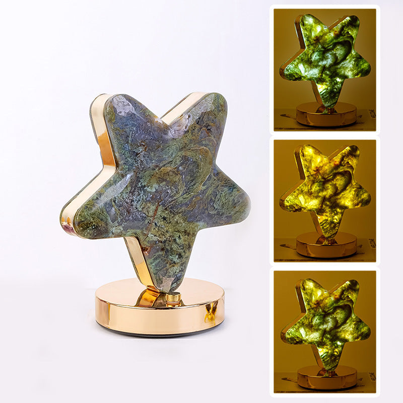 Natural Crystal Star Moon Ambient Light Home Decor Ornaments GEMROCKY-Decoration-Moss Agate (Star)-GEMROCKY