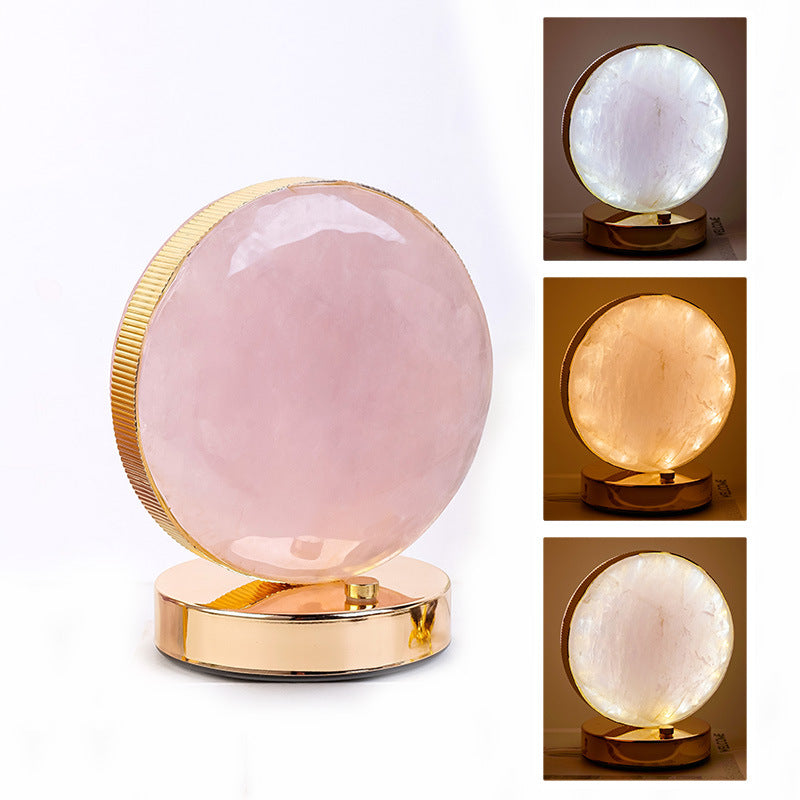 Natural Crystal Star Moon Ambient Light Home Decor Ornaments GEMROCKY-Decoration-Rose Quartz (Round)-GEMROCKY