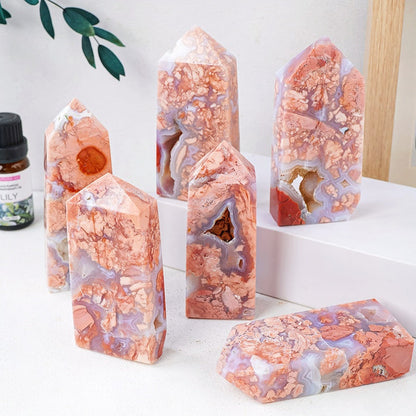 Pink Agate Geode Tetrahedorn Tower Decor Ornaments GEMROCKY-Decoration-30-50 gram-GEMROCKY