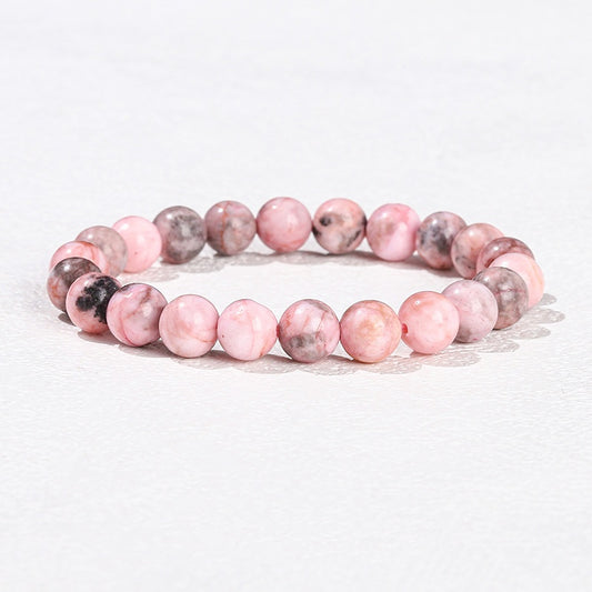 8mm Pink Zebra Jasper Bead Bracelets GEMROCKY-