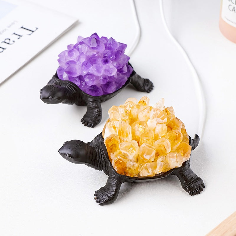 Rough Amethyst Citrine Teeth Turtle LED Light Home Decor Ornaments GEMROCKY-Decoration-Amethyst Teeth-GEMROCKY