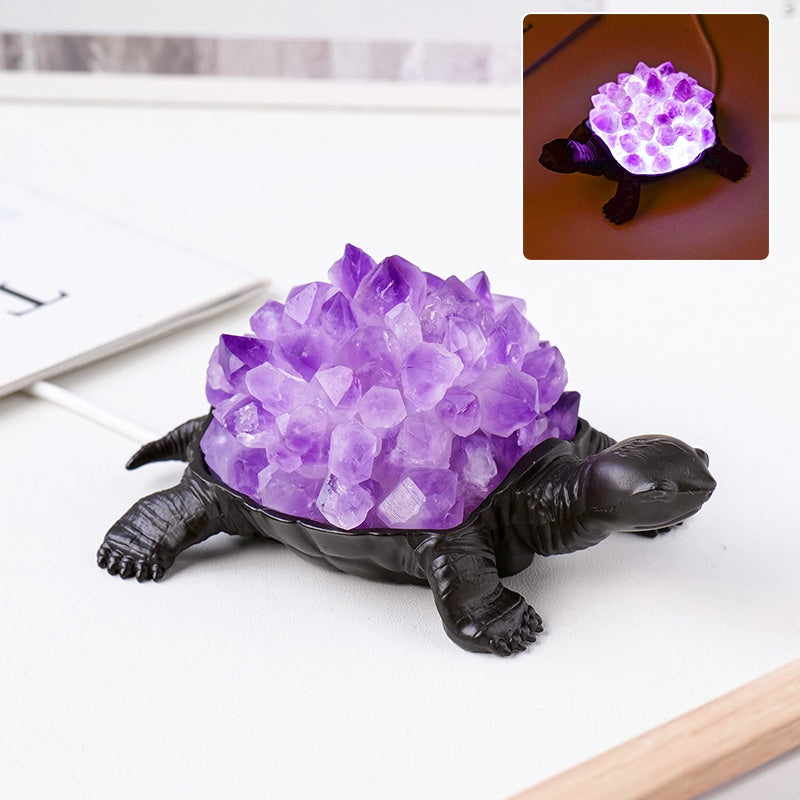 Rough Amethyst Citrine Teeth Turtle LED Light Home Decor Ornaments GEMROCKY-Decoration-Amethyst Teeth-GEMROCKY