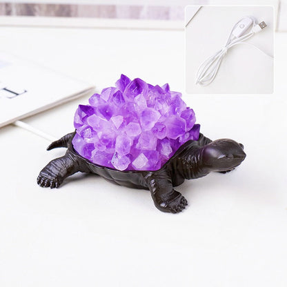 Rough Amethyst Citrine Teeth Turtle LED Light Home Decor Ornaments GEMROCKY-Decoration-Amethyst Teeth-GEMROCKY