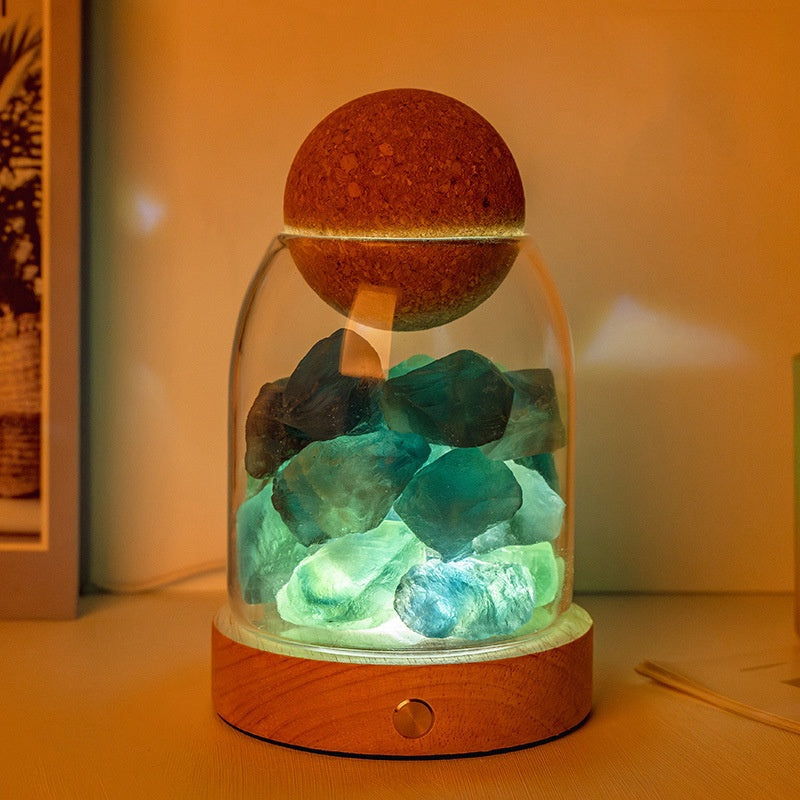 Rough Stone Diffuser Aromatherapy Bedside Wood Lamp Home Ornaments GEMROCKY-Decoration-Green Fluorite-GEMROCKY