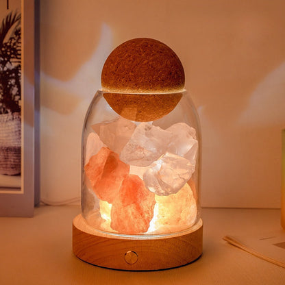 Rough Stone Diffuser Aromatherapy Bedside Wood Lamp Home Ornaments GEMROCKY-Decoration-Orange Salt Stone+Clear Quartz-GEMROCKY