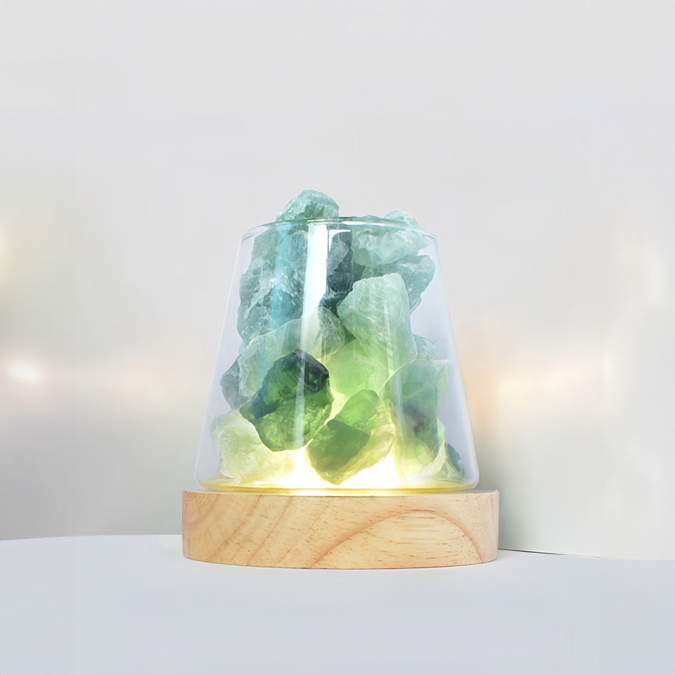 Rough Stone Diffuser Aromatherapy Wood Lamp Home Decor Ornaments GEMROCKY-Decoration-Green Fluorite-GEMROCKY