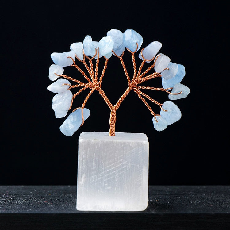 Selenite Base Crystal Chips Lucky Gem Trees GEMROCKY-Decoration-Aquamarine-GEMROCKY