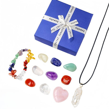 Seven Chakra 11pcs Crystal Stones Small Gift Box Meditation Set GEMROCKY-Decoration-GEMROCKY