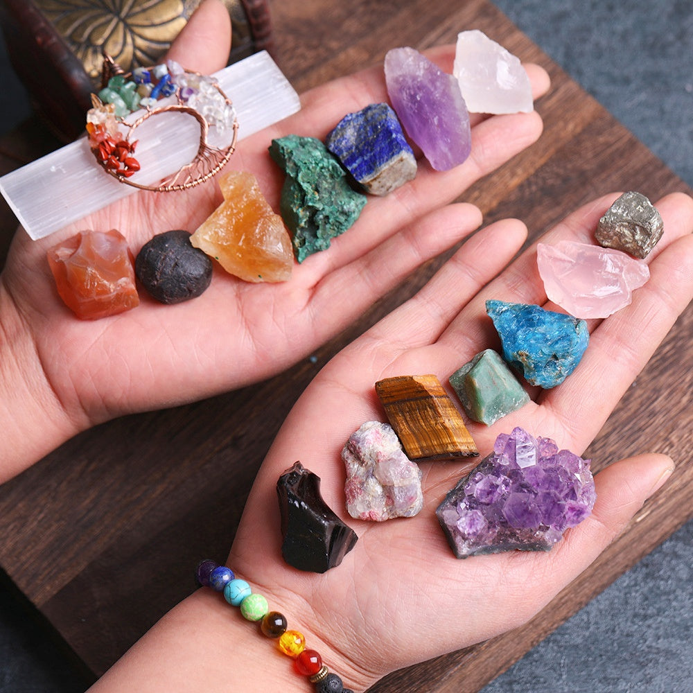 Seven Chakra 18pcs Crystal Stones Gift Box Meditation Set GEMROCKY-Decoration-GEMROCKY