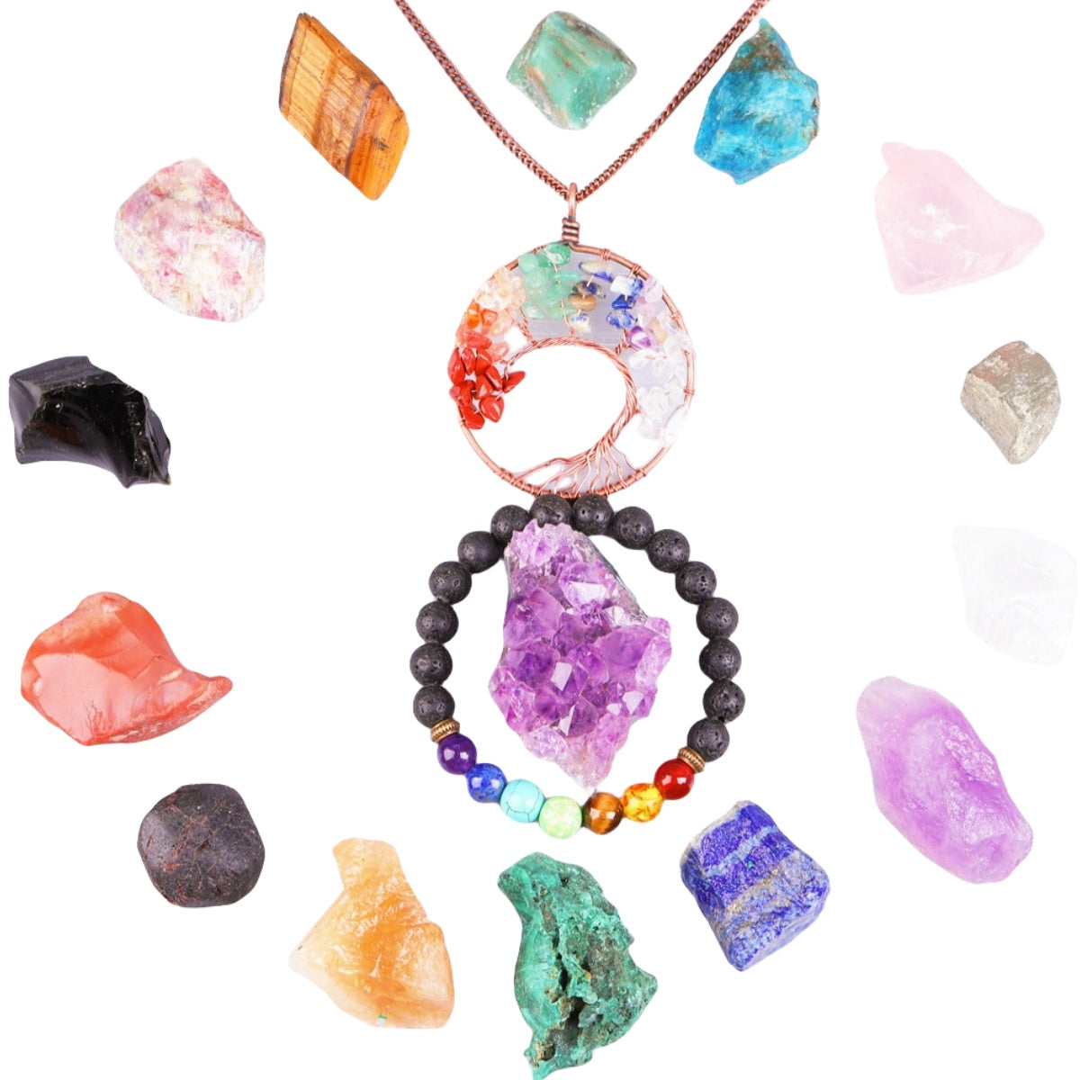 Seven Chakra 18pcs Crystal Stones Gift Box Meditation Set GEMROCKY-Decoration-GEMROCKY