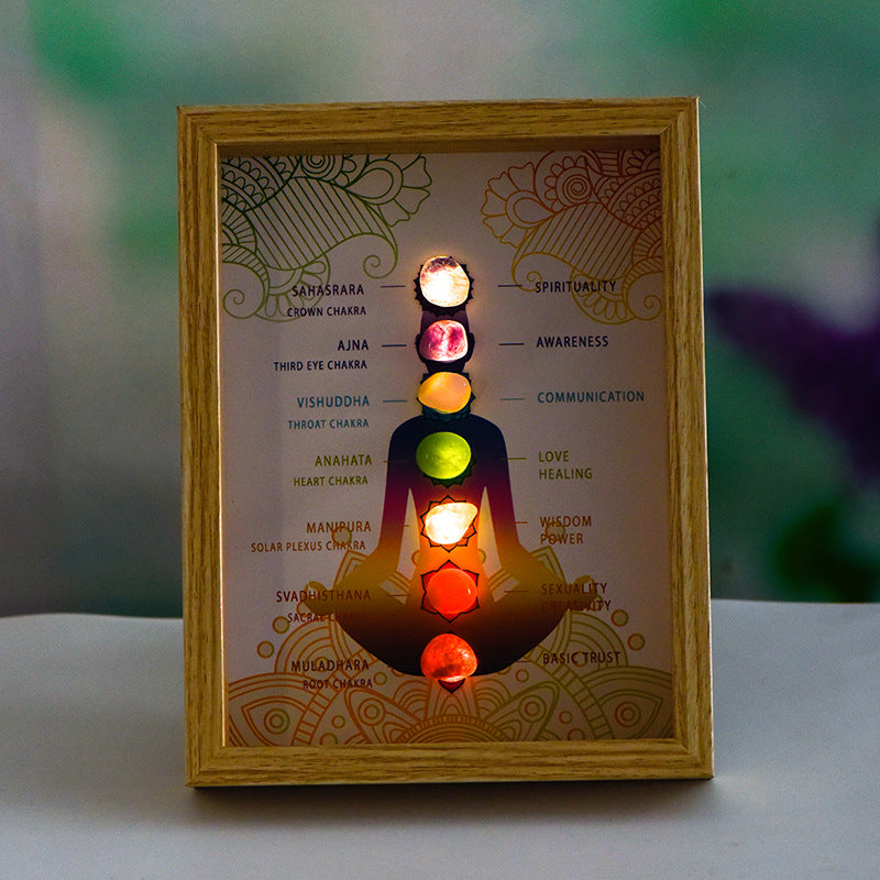 Seven Chakra Crystal Tumbles Wooden Photo Frame Home Ornaments GEMROCKY-Decoration-GEMROCKY