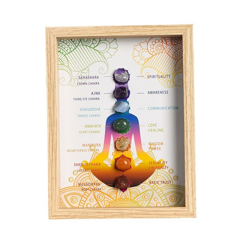 Seven Chakra Crystal Tumbles Wooden Photo Frame Home Ornaments GEMROCKY-Decoration-GEMROCKY