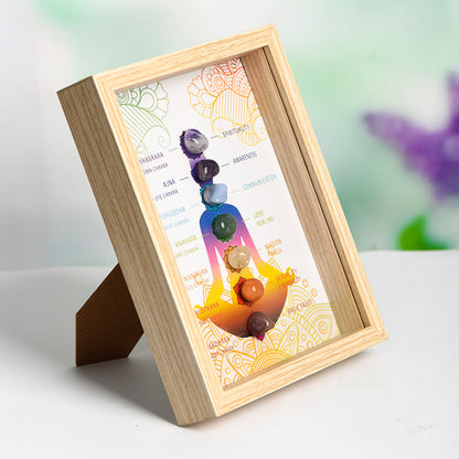 Seven Chakra Crystal Tumbles Wooden Photo Frame Home Ornaments GEMROCKY-Decoration-GEMROCKY