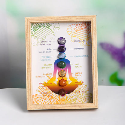 Seven Chakra Crystal Tumbles Wooden Photo Frame Home Ornaments GEMROCKY-Decoration-GEMROCKY