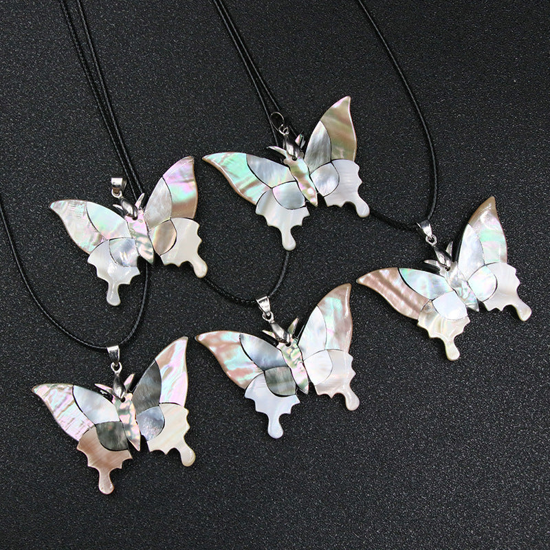 Shiny Abalone Shell Butterfly Pendant Necklaces GEMROCKY-Jewelry-GEMROCKY