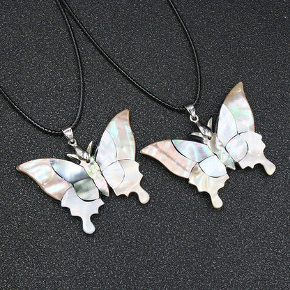 Shiny Abalone Shell Butterfly Pendant Necklaces GEMROCKY-Jewelry-GEMROCKY