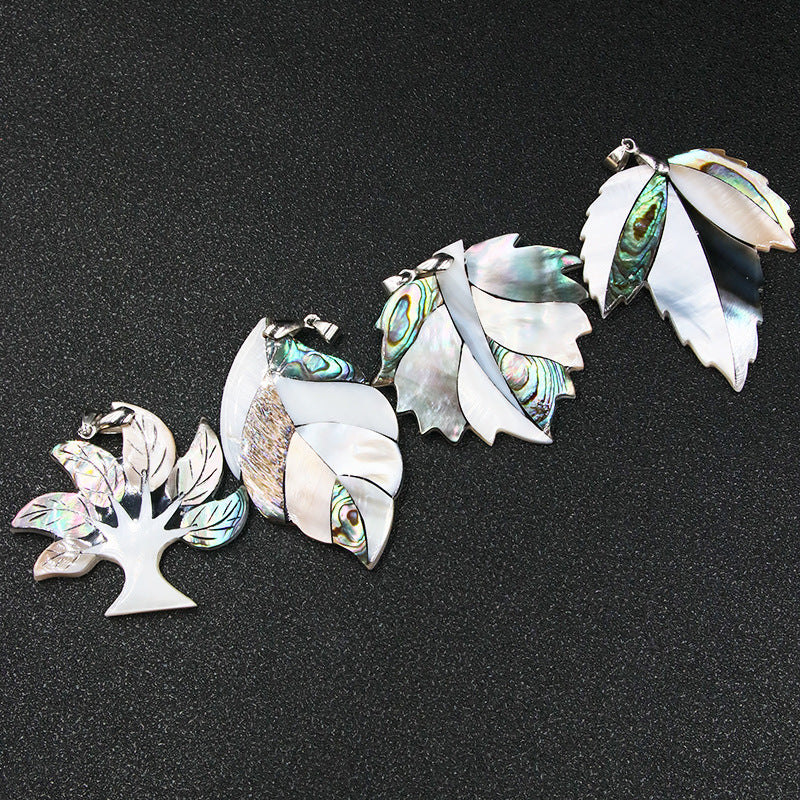 Shiny Abalone Shell Life Tree Leaf Pendant Necklaces GEMROCKY-Jewelry-1-GEMROCKY