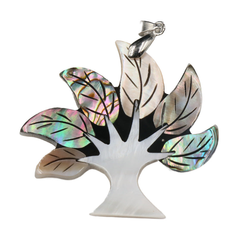 Shiny Abalone Shell Life Tree Leaf Pendant Necklaces GEMROCKY-Jewelry-1-GEMROCKY