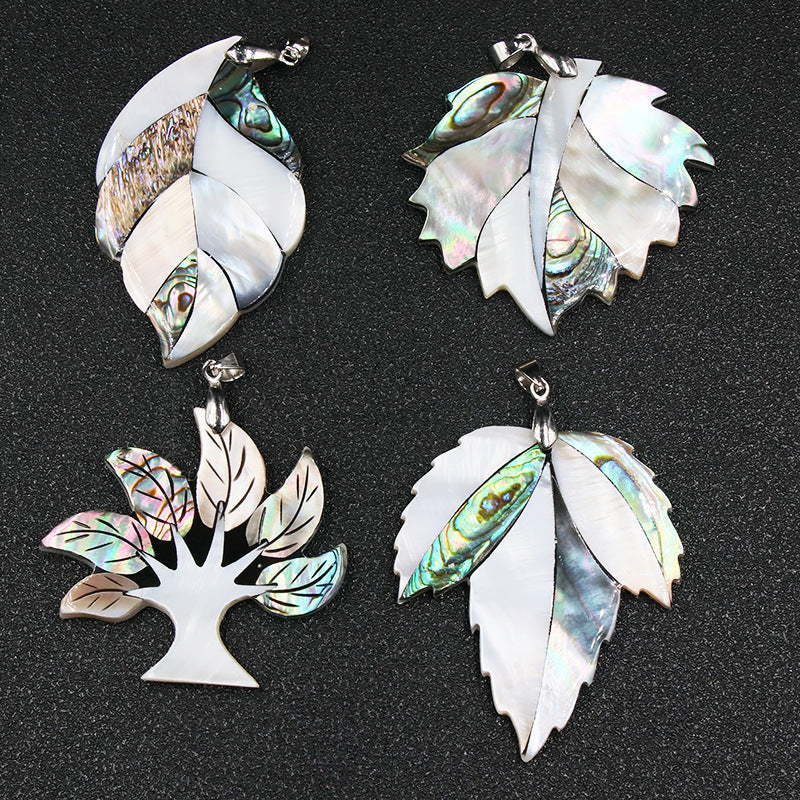 Shiny Abalone Shell Life Tree Leaf Pendant Necklaces GEMROCKY-Jewelry-1-GEMROCKY