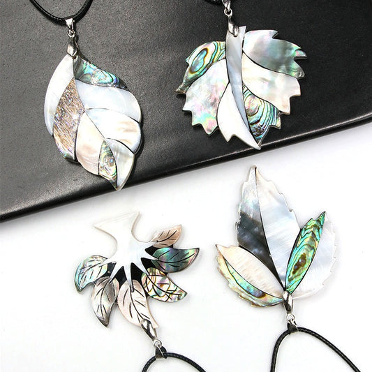 Shiny Abalone Shell Life Tree Leaf Pendant Necklaces GEMROCKY-Jewelry-1-GEMROCKY