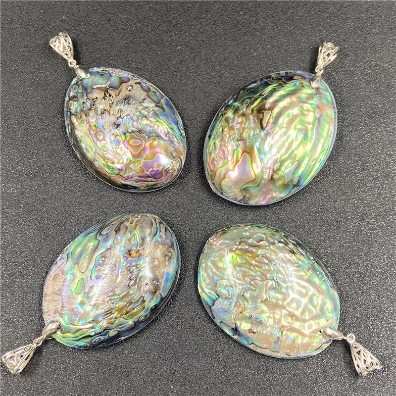 Shiny Abalone Shell Oval Pendant Necklaces GEMROCKY-Jewelry-45-55mm single face-GEMROCKY