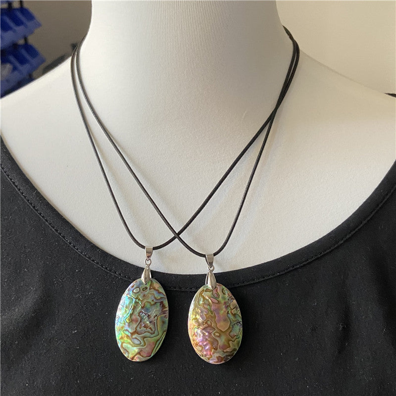 Shiny Abalone Shell Oval Pendant Necklaces GEMROCKY-Jewelry-45-55mm single face-GEMROCKY