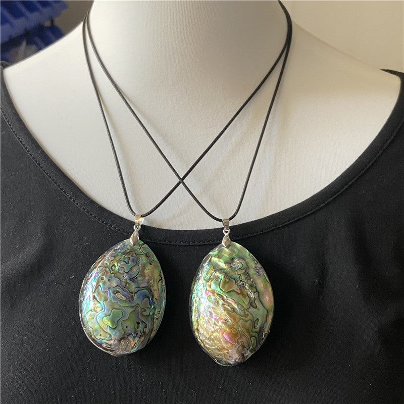 Shiny Abalone Shell Oval Pendant Necklaces GEMROCKY-Jewelry-60-85mm double face-GEMROCKY