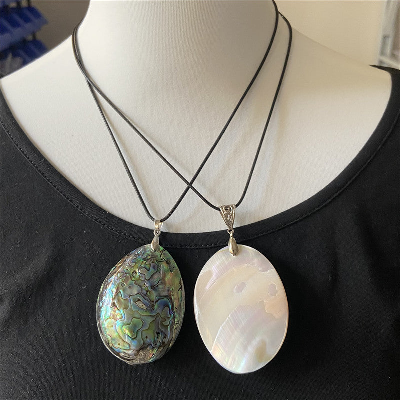 Shiny Abalone Shell Oval Pendant Necklaces GEMROCKY-Jewelry-60-85mm single face-GEMROCKY