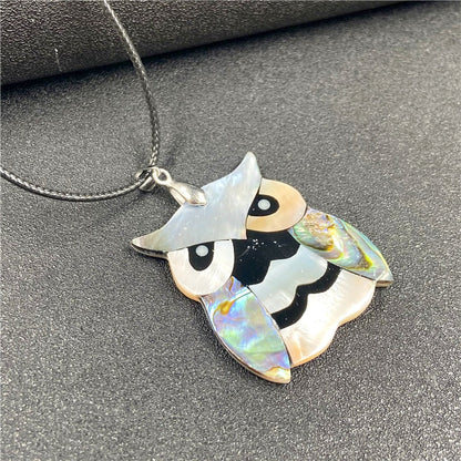 Shiny Abalone Shell Owl Creative Pendant Necklaces GEMROCKY-2-