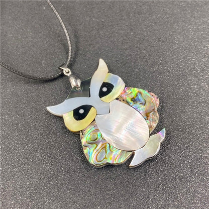 Shiny Abalone Shell Owl Creative Pendant Necklaces GEMROCKY-4-