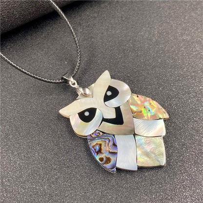 Shiny Abalone Shell Owl Creative Pendant Necklaces GEMROCKY-7-