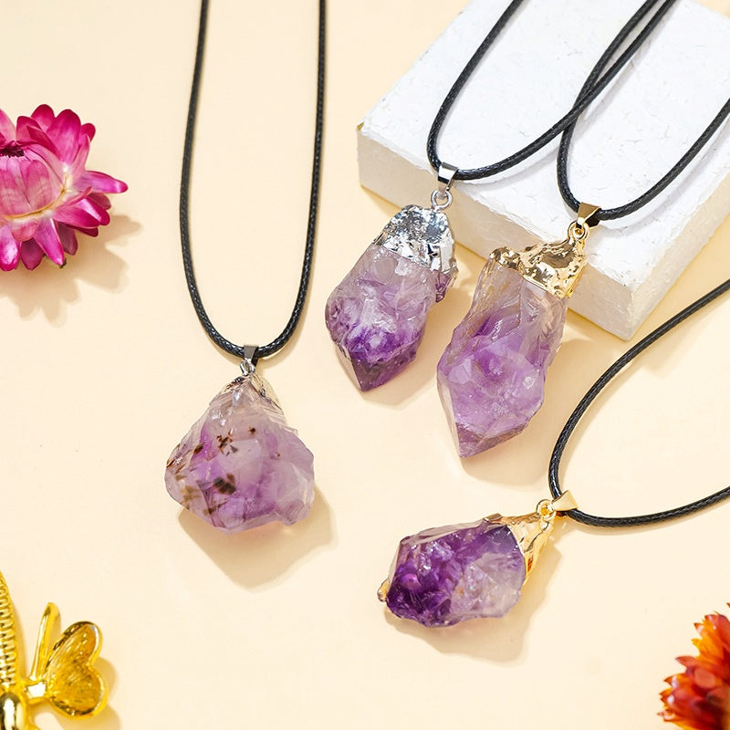 Uraguay Amethyst Pendant Necklaces GEMROCKY-Jewelry-Golden Color-GEMROCKY