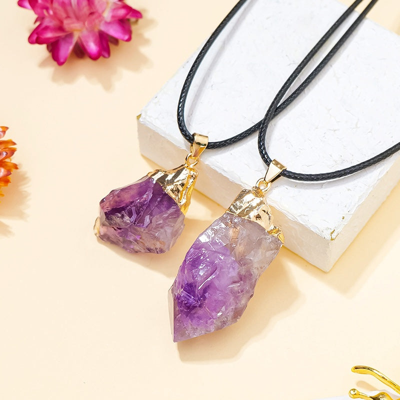 Uraguay Amethyst Pendant Necklaces GEMROCKY-Jewelry-Golden Color-GEMROCKY