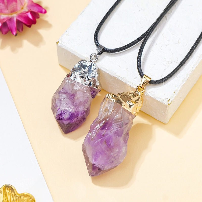 Uraguay Amethyst Pendant Necklaces GEMROCKY-Jewelry-Golden Color-GEMROCKY