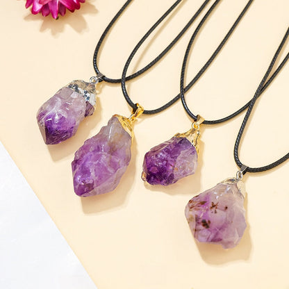 Uraguay Amethyst Pendant Necklaces GEMROCKY-Jewelry-Golden Color-GEMROCKY