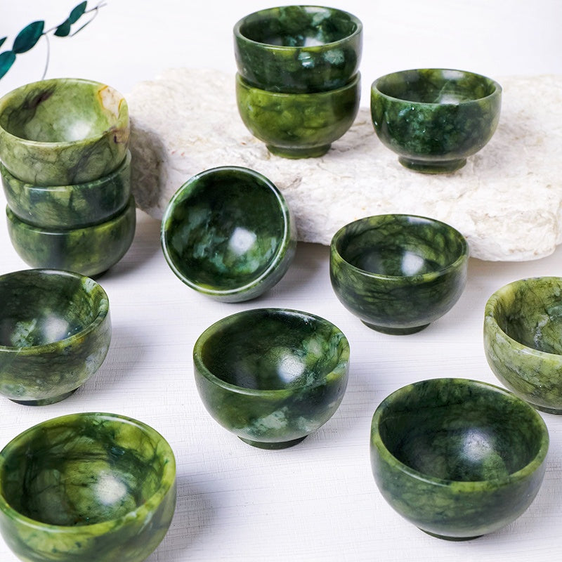 Xiuyu Jade Serpentine Tea Bowl Home Decor Ornaments GEMROCKY-Decoration-GEMROCKY